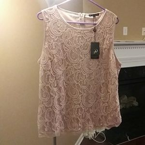 Sleeveless Lace Pink Top by Adrianna Papell